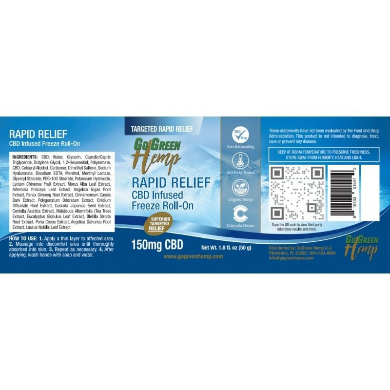 CBD Freeze Roll-On 150mg | Cooling Menthol | THC-Free