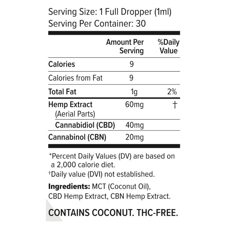 CBN Tincture for Sleep | 1800mg CBN + CBD Oil | THC-Free