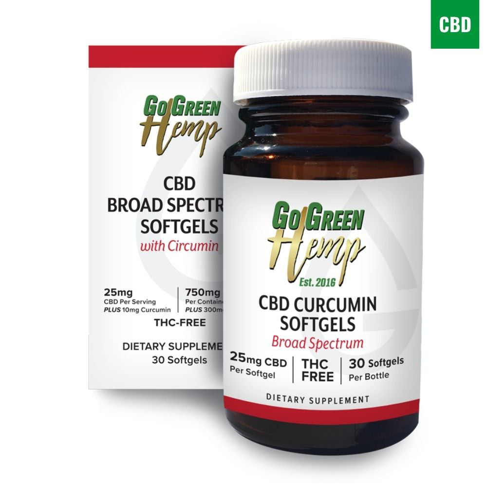 CBD Softgels with Curcumin | 25mg CBD + 10mg Curcumin | THC-Free