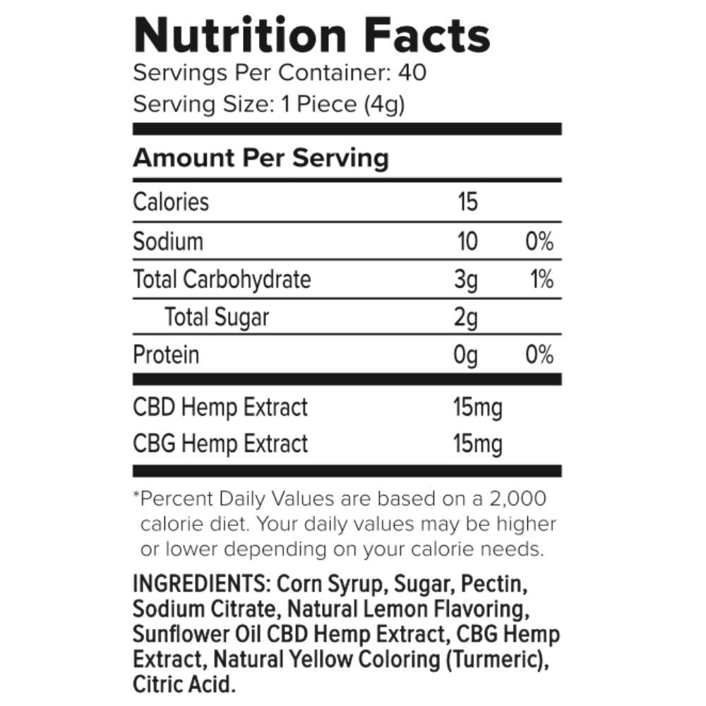 CBG Gummies for Focus | 15mg CBG + 15mg CBD | THC-Free | Vegan